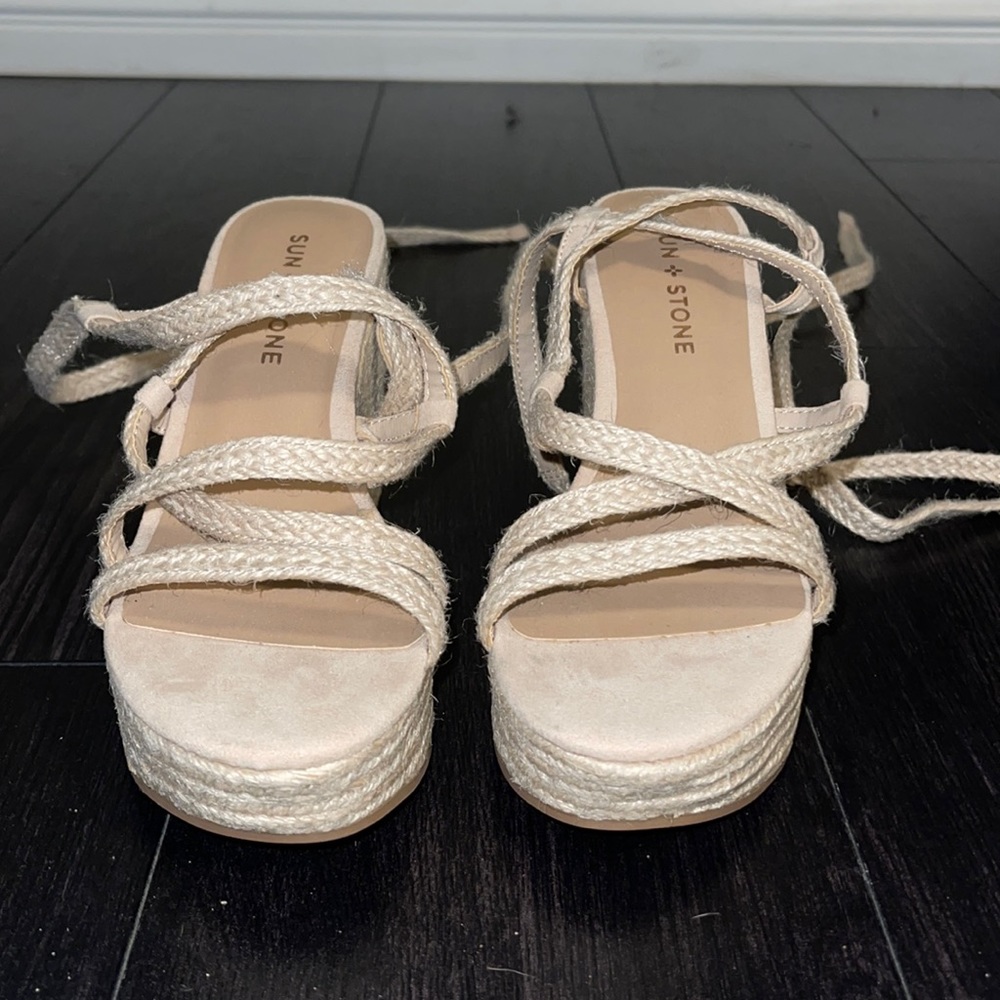 Sun and stone wedge sandal